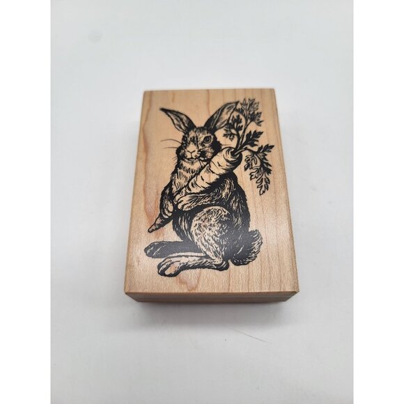 PSX Other - VTG 90s PSX Rubber Stamp Garden Rabbit Carrot Easter Card Animal Bunny G1047